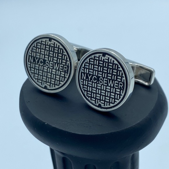 Vintage New York City manhole cover cufflinks Sterling 925 - Picture 2 of 7